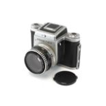 A Praktica Praktisix 6x6 medium format SLR camera. With a Carl Zeiss Jena 80mm f2.