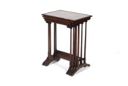 A nest of four (Quartetto) mahogany mid-20th century Victorian style spider-leg tables.