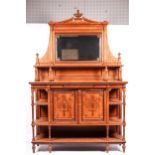 Hobbs & Co, London, circa 1871 satinwood breakfront mirror back cabinet in the classical style.