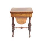 A Victorian burr walnut and walnut games/sewing table.