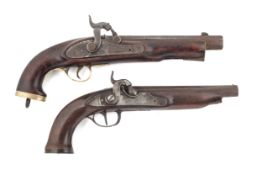 Two percussion pistols. Circa 1860, restoration project.