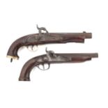 Two percussion pistols. Circa 1860, restoration project.