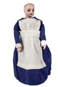 A continental clockwork automaton 'nurse'. With a porcelain head and glass eyes, (AF), 37.
