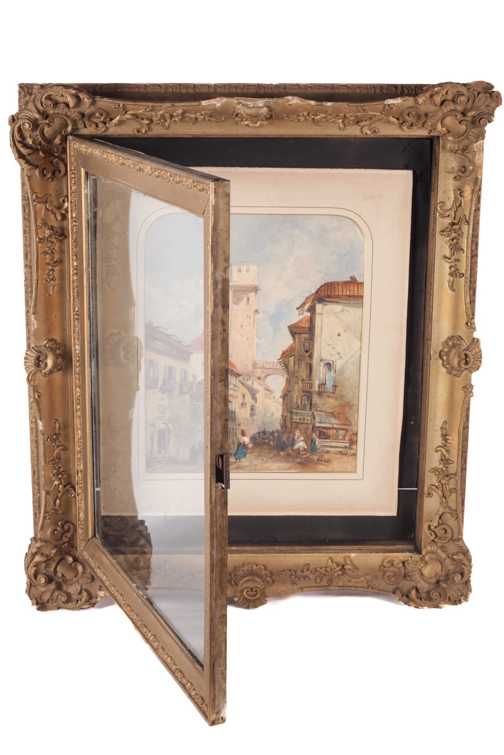19th Century Italian School, watercolour, Continental street view. - Image 2 of 4