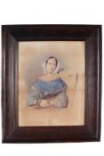 George Brown after George Richmond, watercolour portrait, a seated Victorian lady. Image 33.5 x 26.
