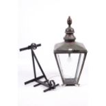 Copper topped Victorian street lamp, now with a flat wall mounting bracket.