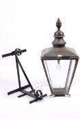 Copper topped Victorian street lamp, now with a flat wall mounting bracket.