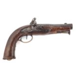 A flintlock single shot pistol. Requires attention, has been restocked.