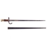 Military : A 19th century French bayonet. "Mre D'armes De St Etienne 1879". With scabbard, L65cm.