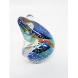 J Ditchfield for Glassform, a tall iridescent paperweight in the form of a frog.