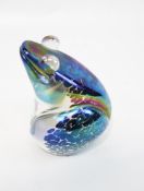 J Ditchfield for Glassform, a tall iridescent paperweight in the form of a frog.