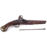 A circa 1800 'Tower' Naval flintlock pistol.