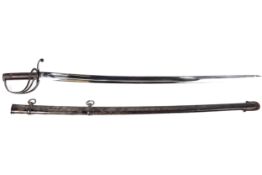 Military : British pattern 1853 cavalry trooper sabre sword and scabbard.