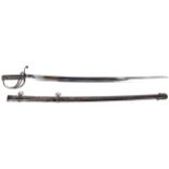Military : British pattern 1853 cavalry trooper sabre sword and scabbard.