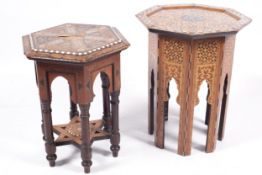 Two signed Syrian/Damascus tables, one octagonal, and the other hexagonal.