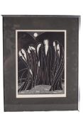 Hanna Frank (1908-2008) Scottish Art Nouveau, lithograph in monochrome, Night Forms, 1932.