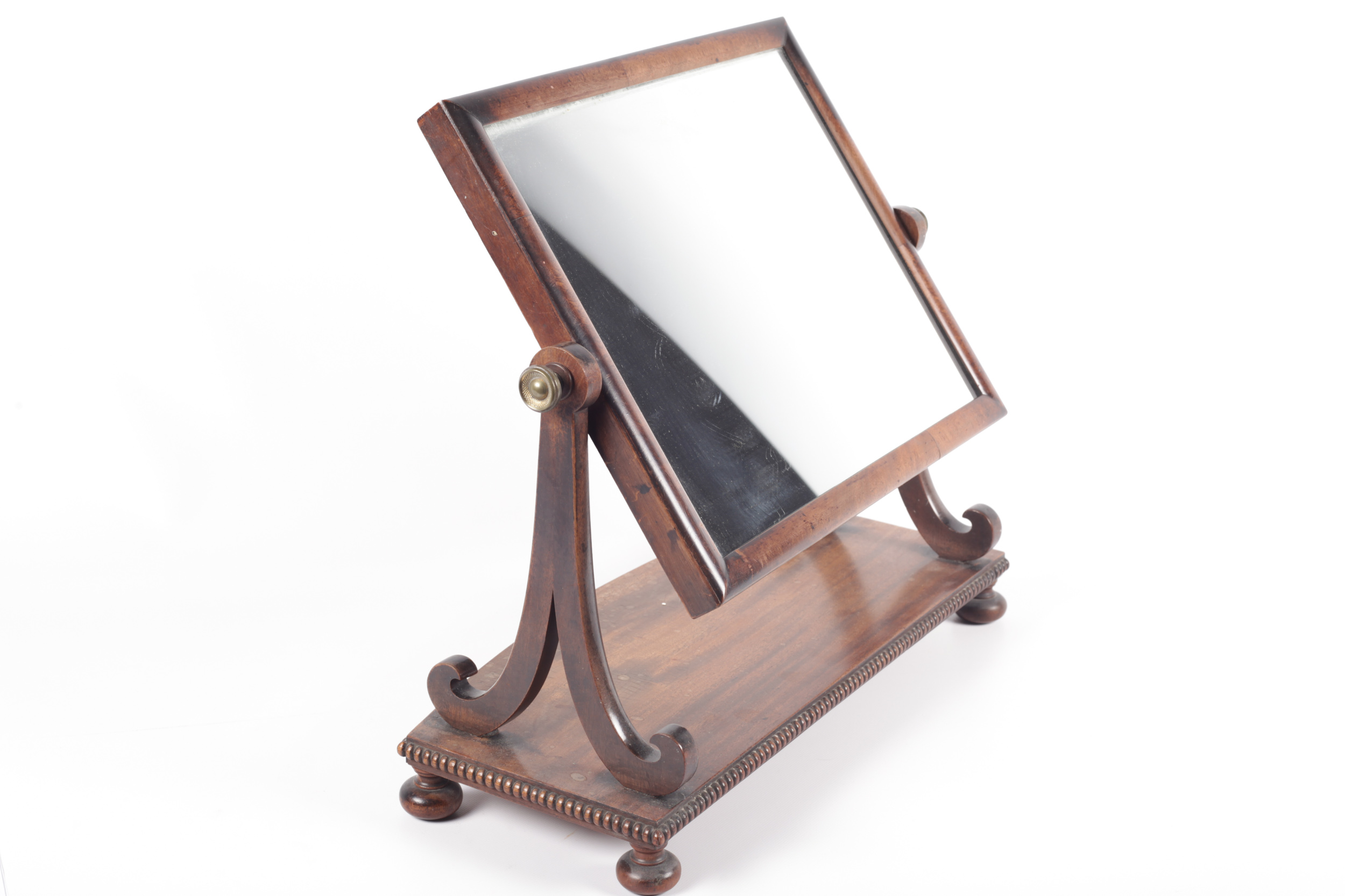 A Regency mahogany dressing table mirror with beaded bow front base. - Image 2 of 3