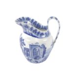 An early 19th century pearlware blue and white jug.