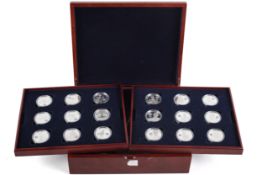 17 silver proof £5 coins from St Helena and Ascension 2008, theme of RAF pilots and planes.