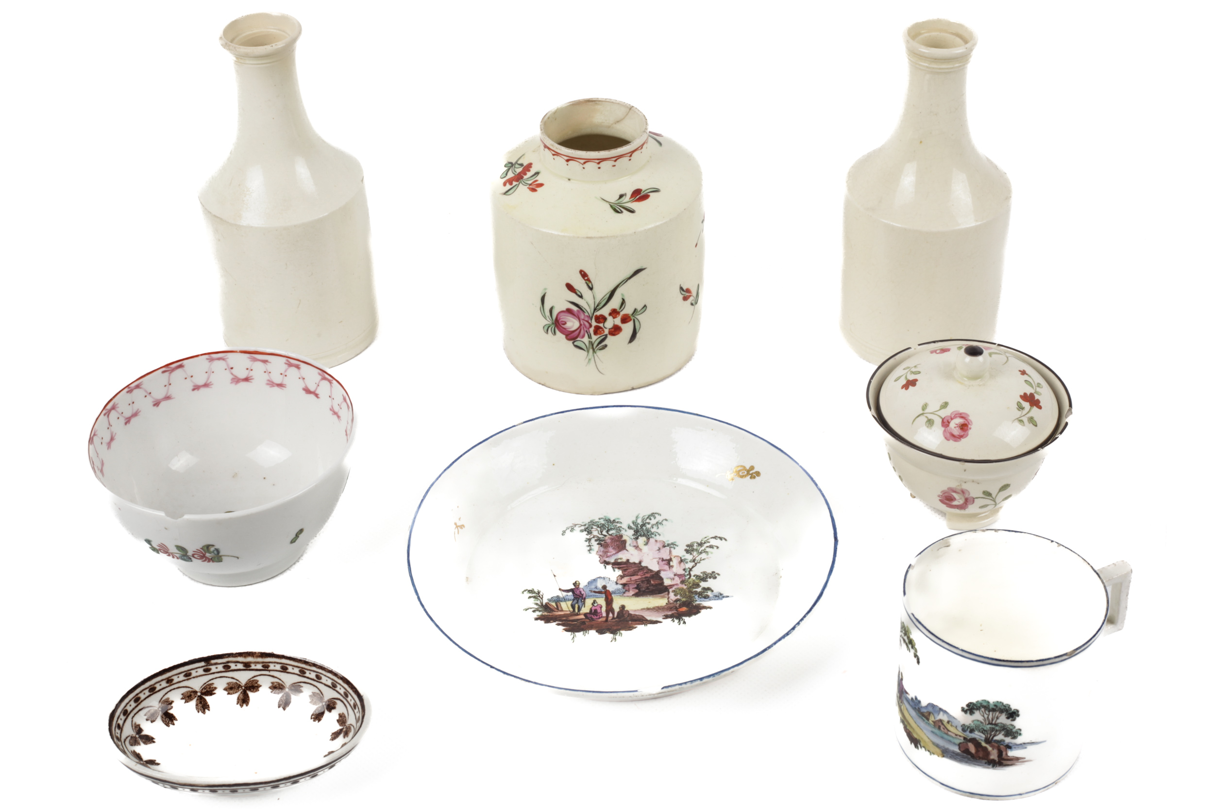 A selection of assorted 18th century and later creamware ceramics.