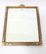 Barbola Mirror : A 1939 polychrome plaster easel mirror with bevelled mirror and flower decorated