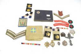 Military : A quantity of WWI and WWII insignia and cap badges etc.