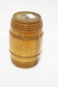 Treen : A boxwood / sycamore kitchen / tobacco box in the form of a barrel.