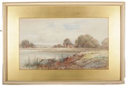 Cheswick Boydell (1861-1919), watercolour, river meadow. Signed lower right, 17.