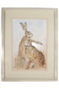 Kate Wyayy, 20th-21st century, Limited Edition 147295 coloured print, Two Hares.