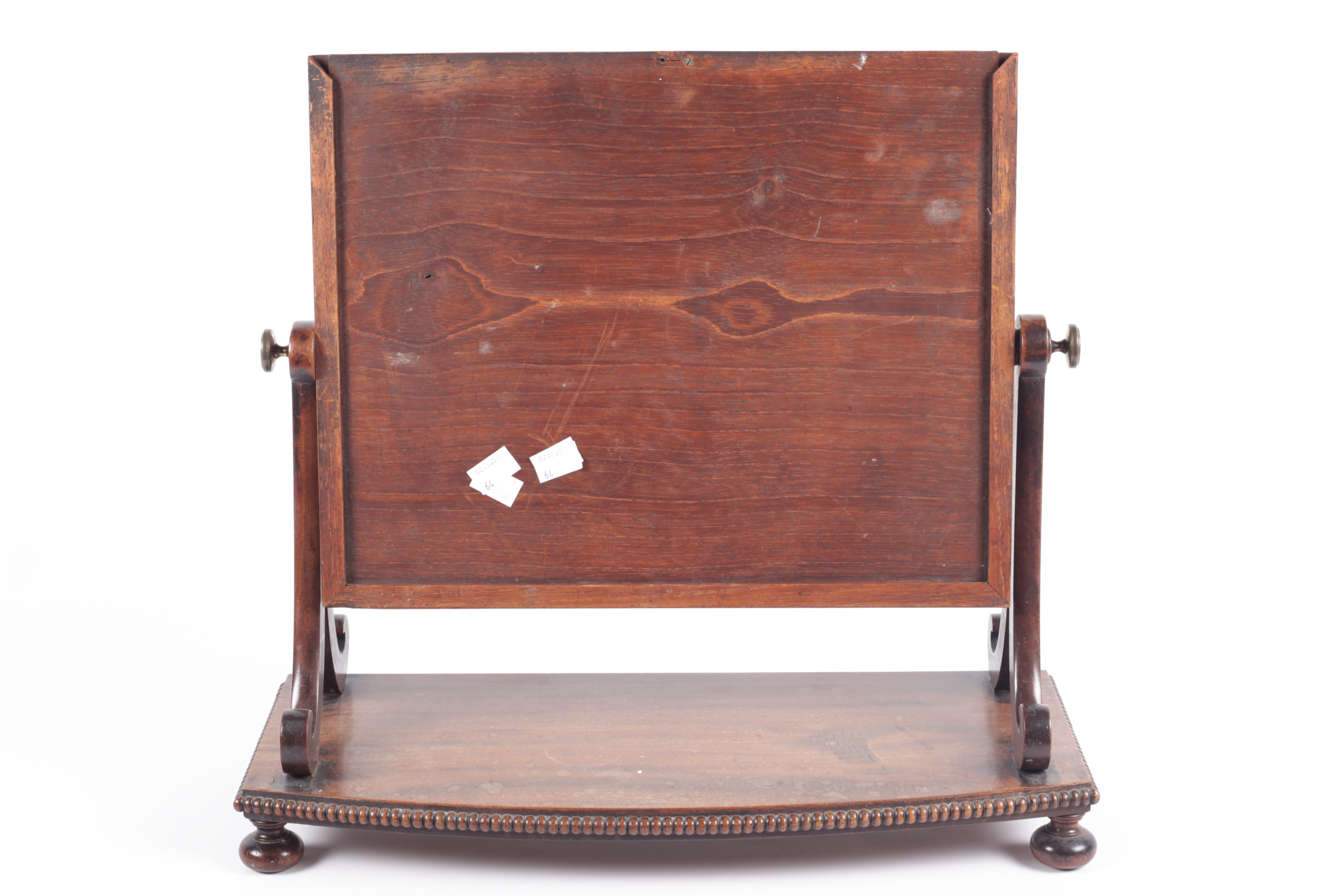 A Regency mahogany dressing table mirror with beaded bow front base. - Image 3 of 3