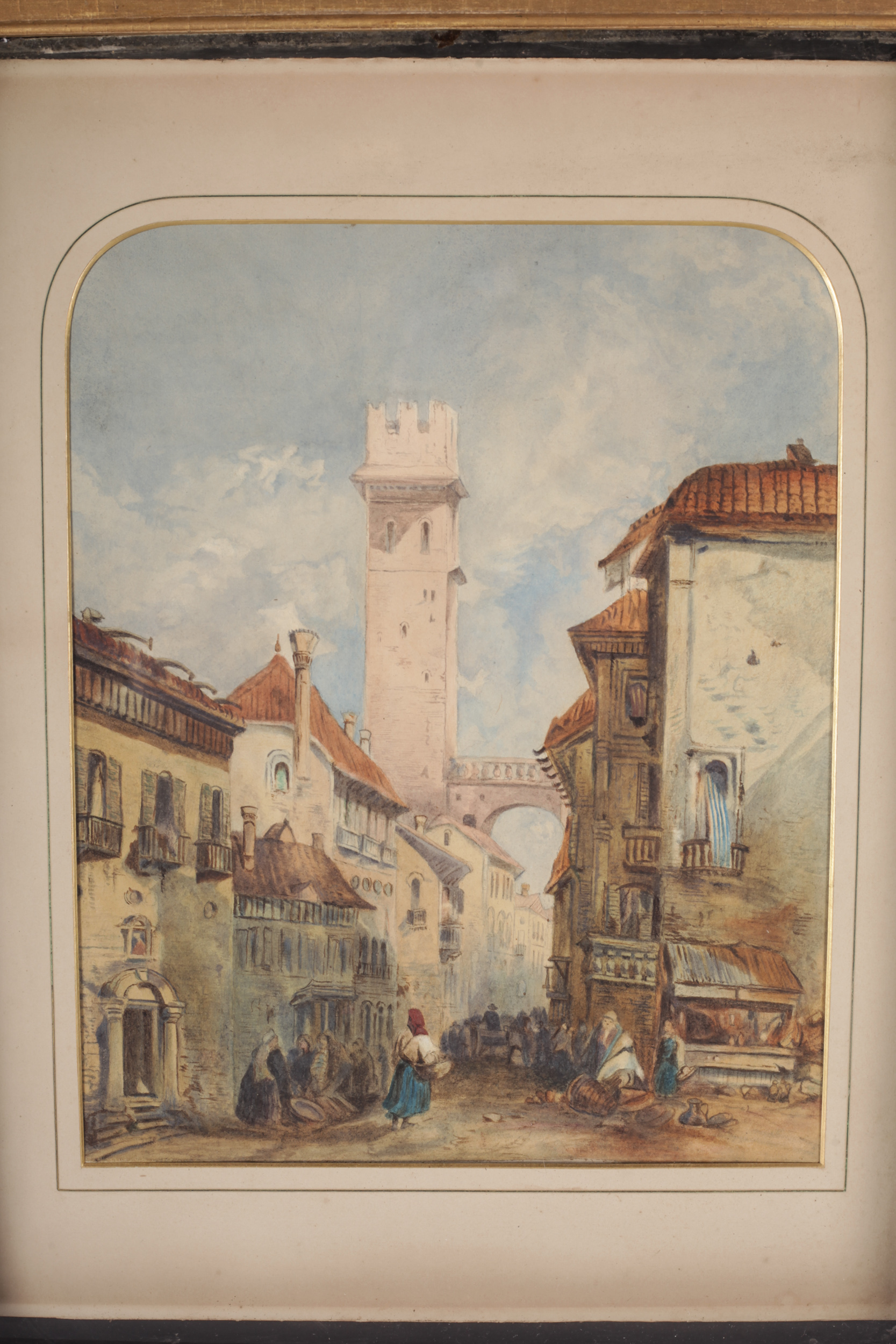 19th Century Italian School, watercolour, Continental street view. - Image 3 of 4