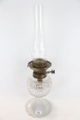 A 19th century cut glass pedestal oil lamp.