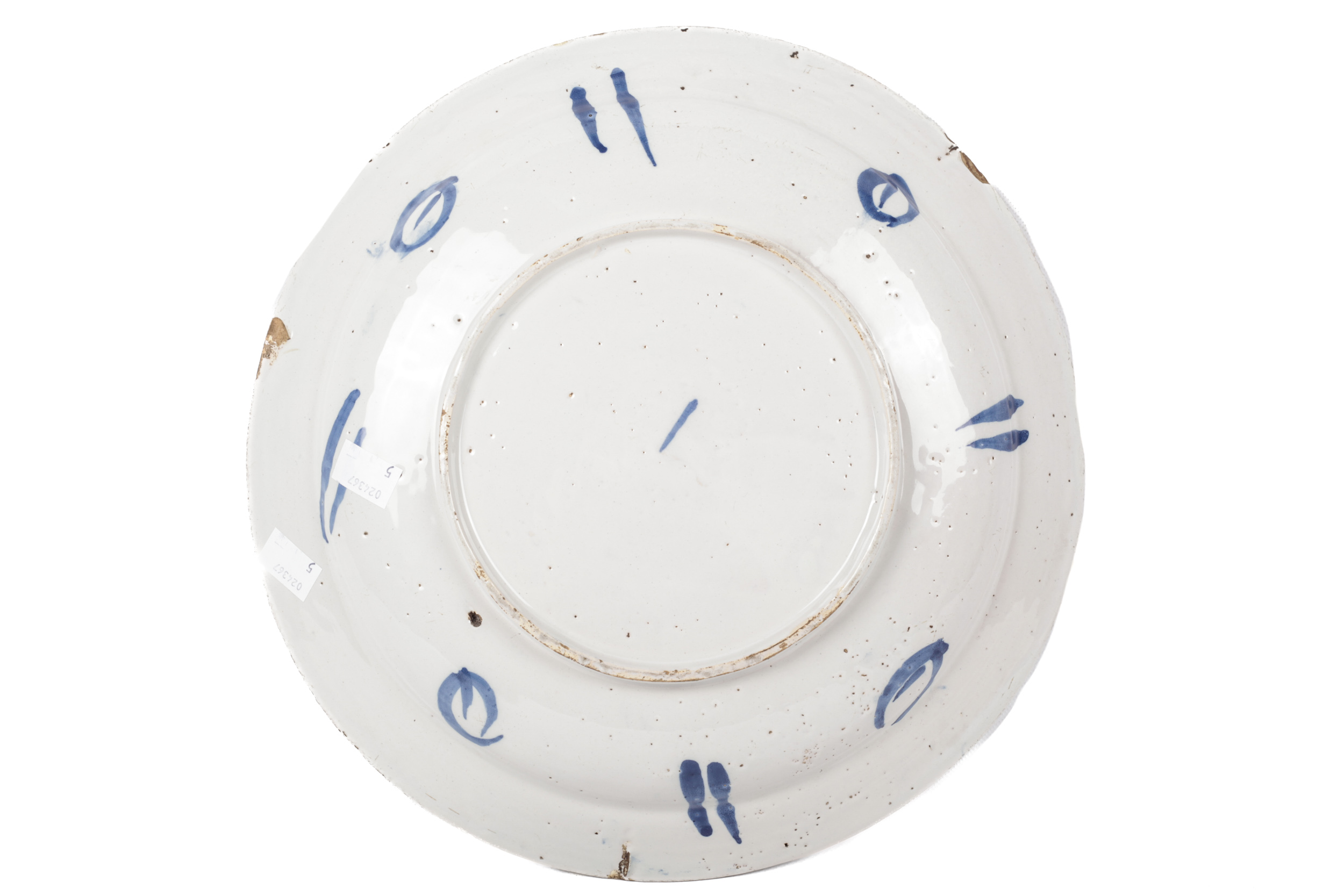 An 18th/19th century Delft footed plate. With polychrome decoration, diameter 32. - Image 2 of 2