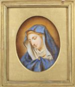 19th century Italian School, miniature, watercolour on ivory. A portrait of the Virgin Mary. 8.