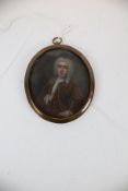 Miniature on Copper, an oval portrait of an 18th century Gentlema