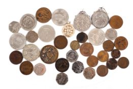 A small group of English coins. Including 19510 and 1960 crowns, 8 collectable 50p coins, etc.
