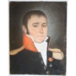 A pastel Napoleonic military portrait with actual Miniature Medal (mounted as worn).