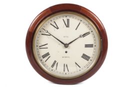 A 19th century mahogany cased fusee 30 cm wall clock.