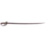 Military : A Victorian officer's sword. With brass knuckle guard, wired handle and curved blade.