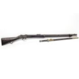 A Martini Henry Mk 4 1871-87. A rifle with good bore, 45/577, complete with bayonet and scabbard.
