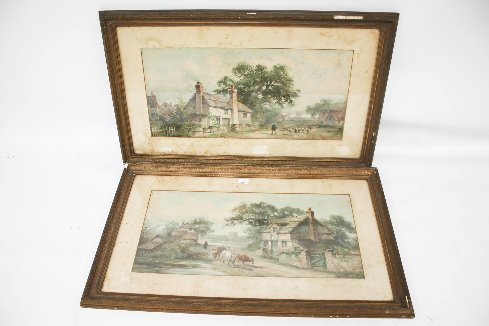 Four 19th century landscape prints, to include a driving cattle,driving sheep etc Each 32 . - Image 2 of 2