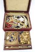 An assortment of costume jewellery. Including rings, earrings, necklaces, etc.