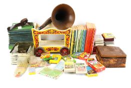 A collection of assorted vintage children's toys, games and books.