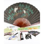 A collection of contemporary fans. Including Oriental and European styles, fabric and paper. Max.