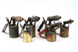 A collection of six assorted vintage blowlamps. Including Primus, etc. Max.