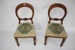 A pair of Victorian balloon back chairs.