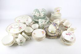 A collection of assorted vintage floral china.
