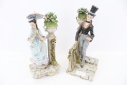 Two Capodimonte porcelain figures.