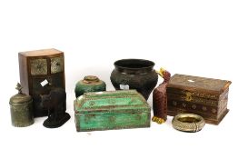 A collection of assorted Eastern related items. Including boxes, animal figures, etc. Max.