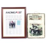 A decoupage slate picture of Illustrated Sporting & Dramatic News, and a further framed picture.